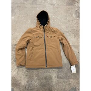 Levi's Jacket Mens Small Brown Sherpa Lined Fleece Softshell Hooded Zip LM2KP012